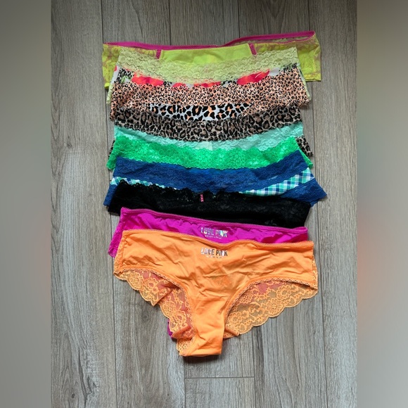 ‼️SOLD‼️ NWT Vintage VS PINK Floral Lace back Neon orange cheeky panty underwear - Picture 4 of 5